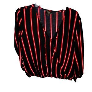 Red striped with black cute blouse by OLM size M